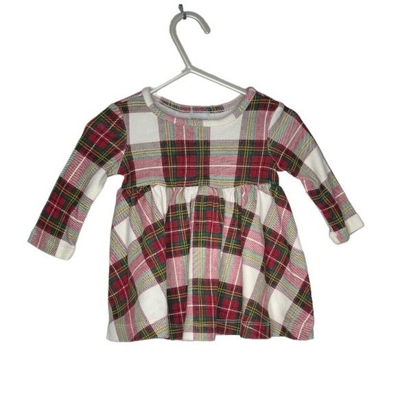 HANNA ANDERSSON Plaid Dress Red Green White Size 3-6 Mos Organic Cotton - Picture 1 of 6